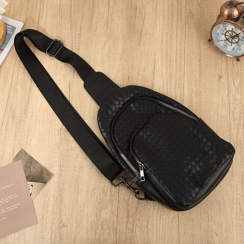 Braided Weave Vegan Sling Crossbody Stadium Bag